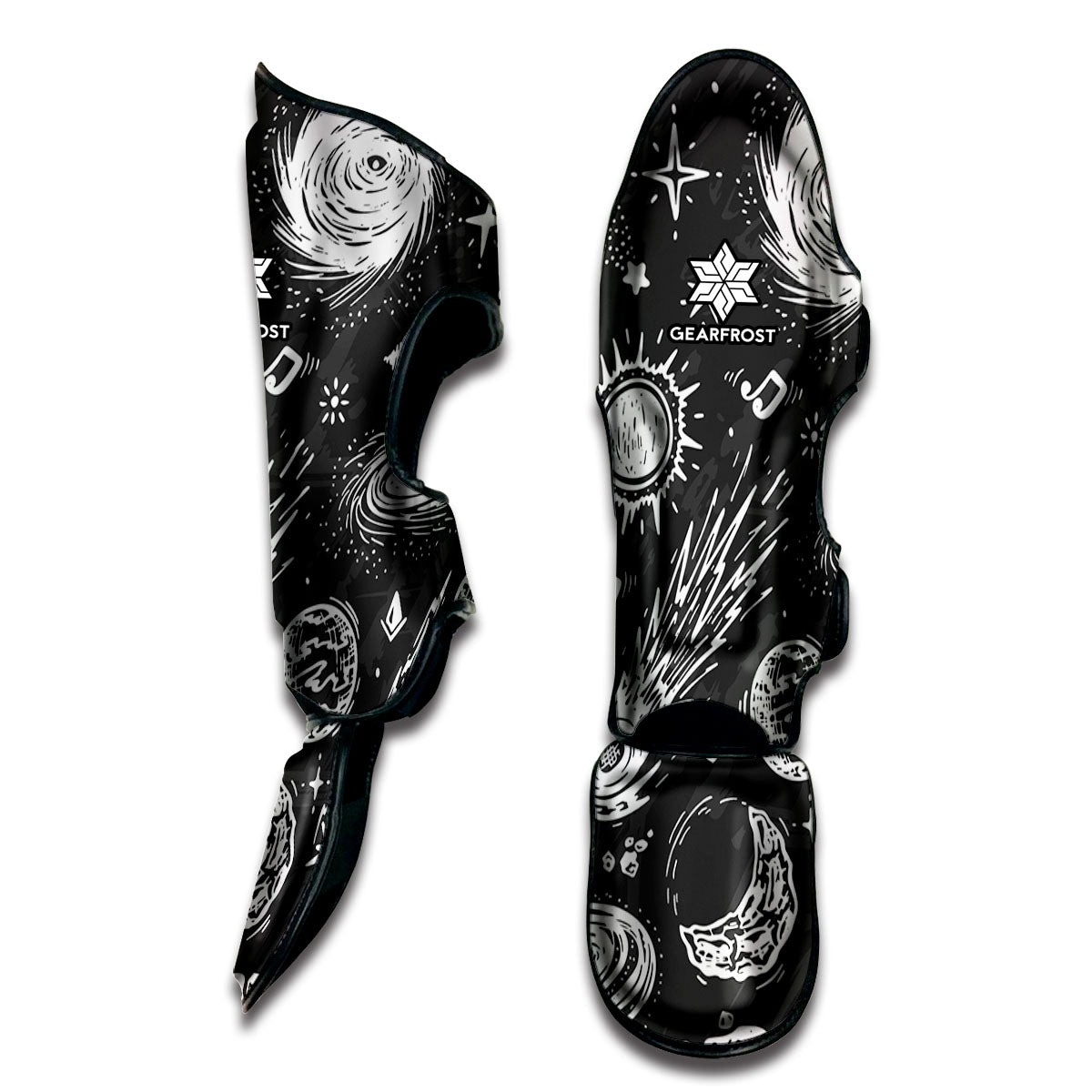 Black White Galaxy Outer Space Print Muay Thai Shin Guard