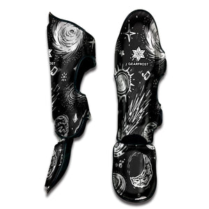 Black White Galaxy Outer Space Print Muay Thai Shin Guard