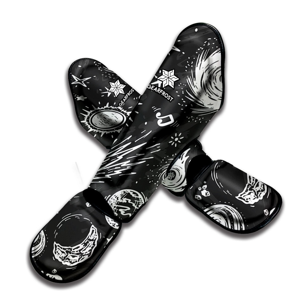 Black White Galaxy Outer Space Print Muay Thai Shin Guard