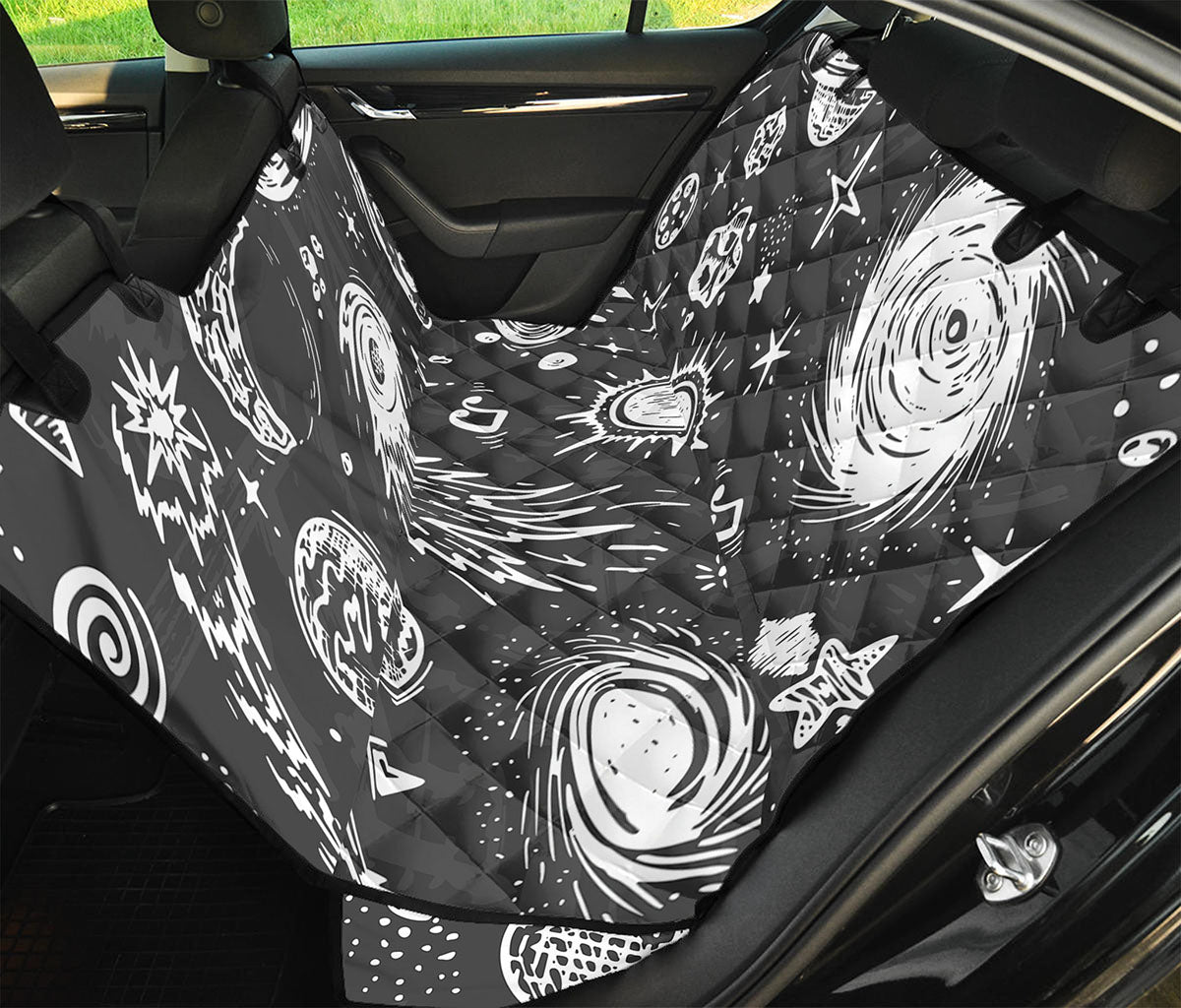 Black White Galaxy Outer Space Print Pet Car Back Seat Cover