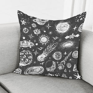 Black White Galaxy Outer Space Print Pillow Cover