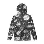 Black White Galaxy Outer Space Print Pullover Hoodie