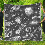 Black White Galaxy Outer Space Print Quilt