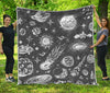 Black White Galaxy Outer Space Print Quilt