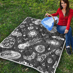 Black White Galaxy Outer Space Print Quilt