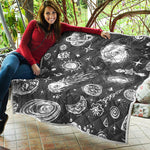 Black White Galaxy Outer Space Print Quilt