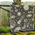 Black White Galaxy Outer Space Print Quilt