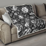 Black White Galaxy Outer Space Print Quilt