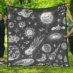 Black White Galaxy Outer Space Print Quilt