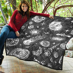 Black White Galaxy Outer Space Print Quilt