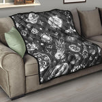 Black White Galaxy Outer Space Print Quilt