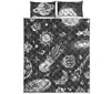 Black White Galaxy Outer Space Print Quilt Bed Set