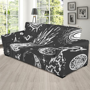 Black White Galaxy Outer Space Print Sofa Slipcover