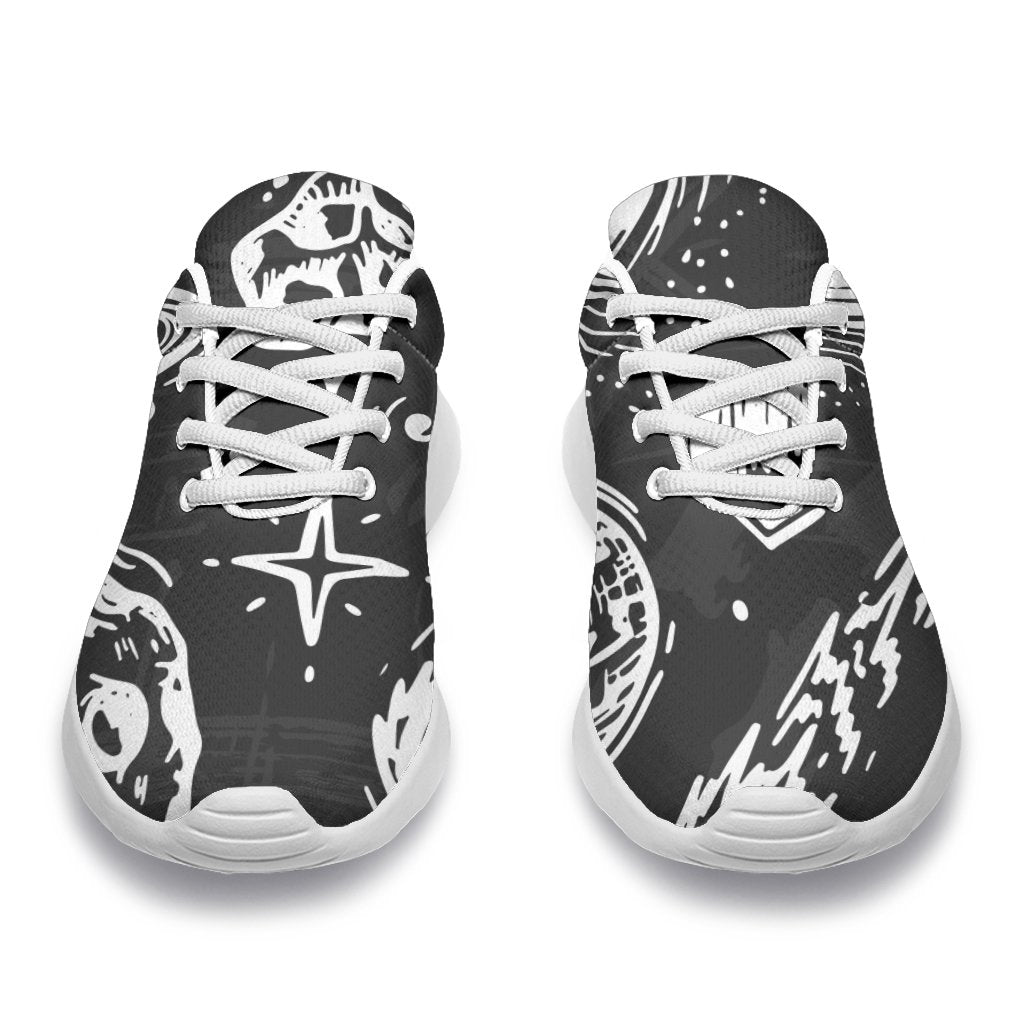 Black White Galaxy Outer Space Print Sport Shoes GearFrost