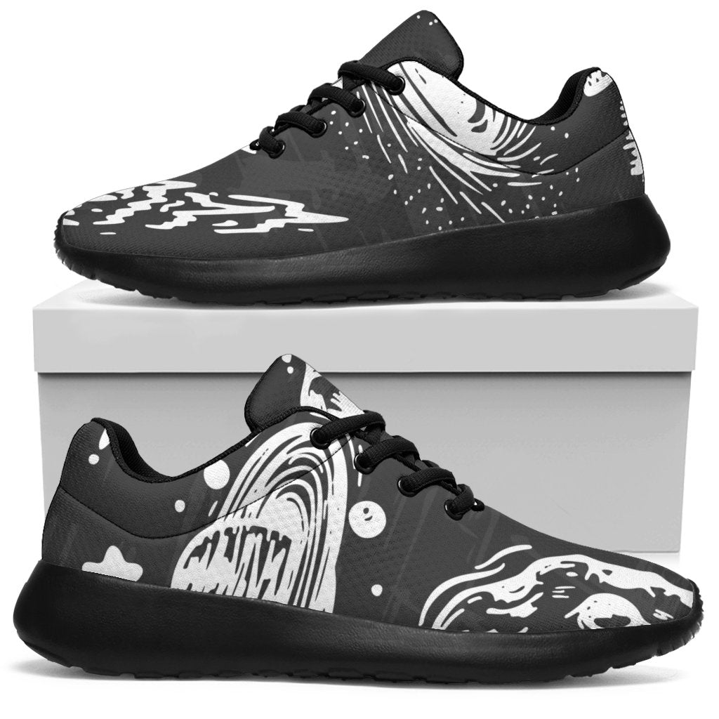 Black White Galaxy Outer Space Print Sport Shoes GearFrost