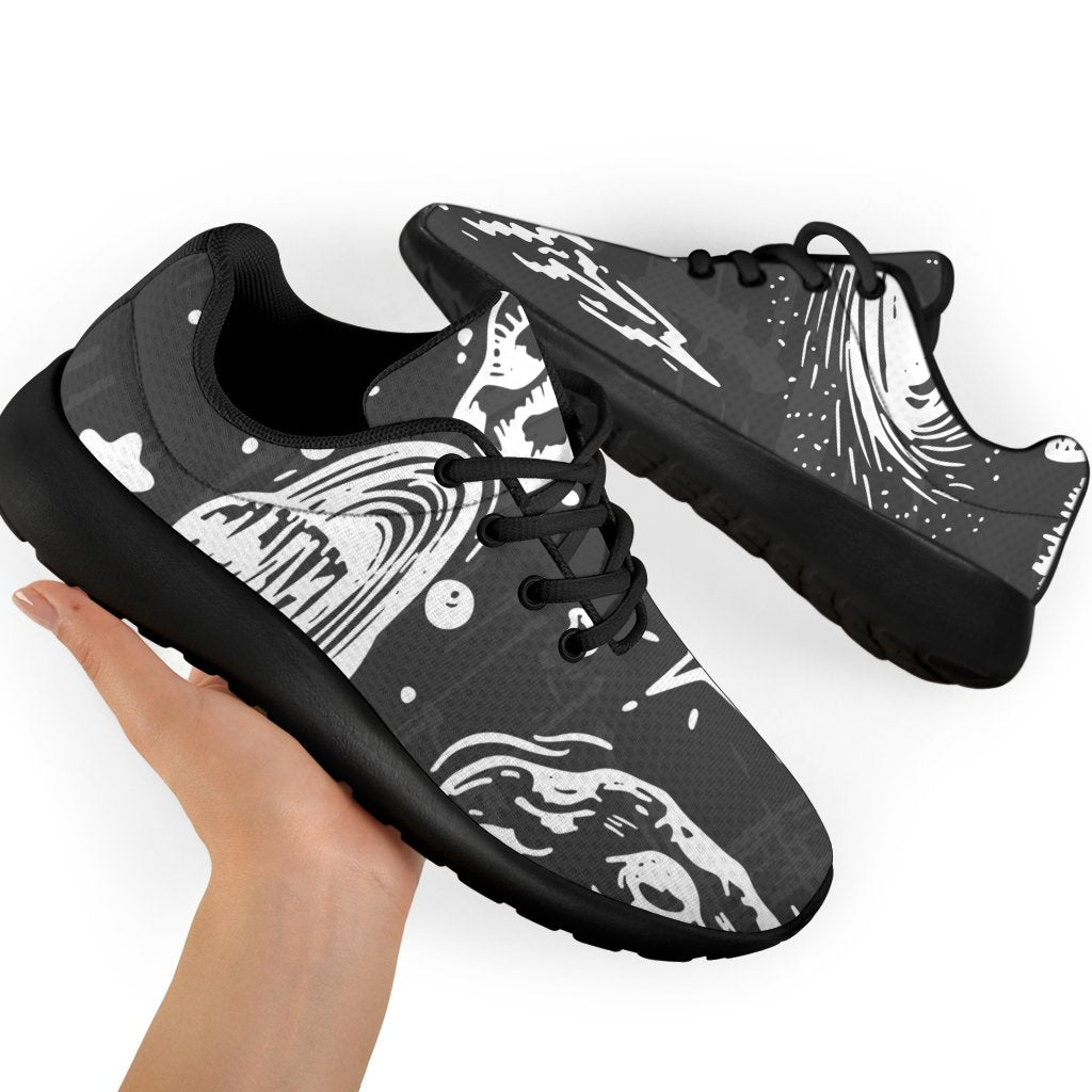 Black White Galaxy Outer Space Print Sport Shoes GearFrost