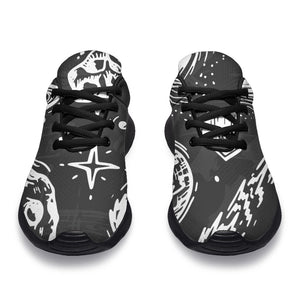 Black White Galaxy Outer Space Print Sport Shoes GearFrost