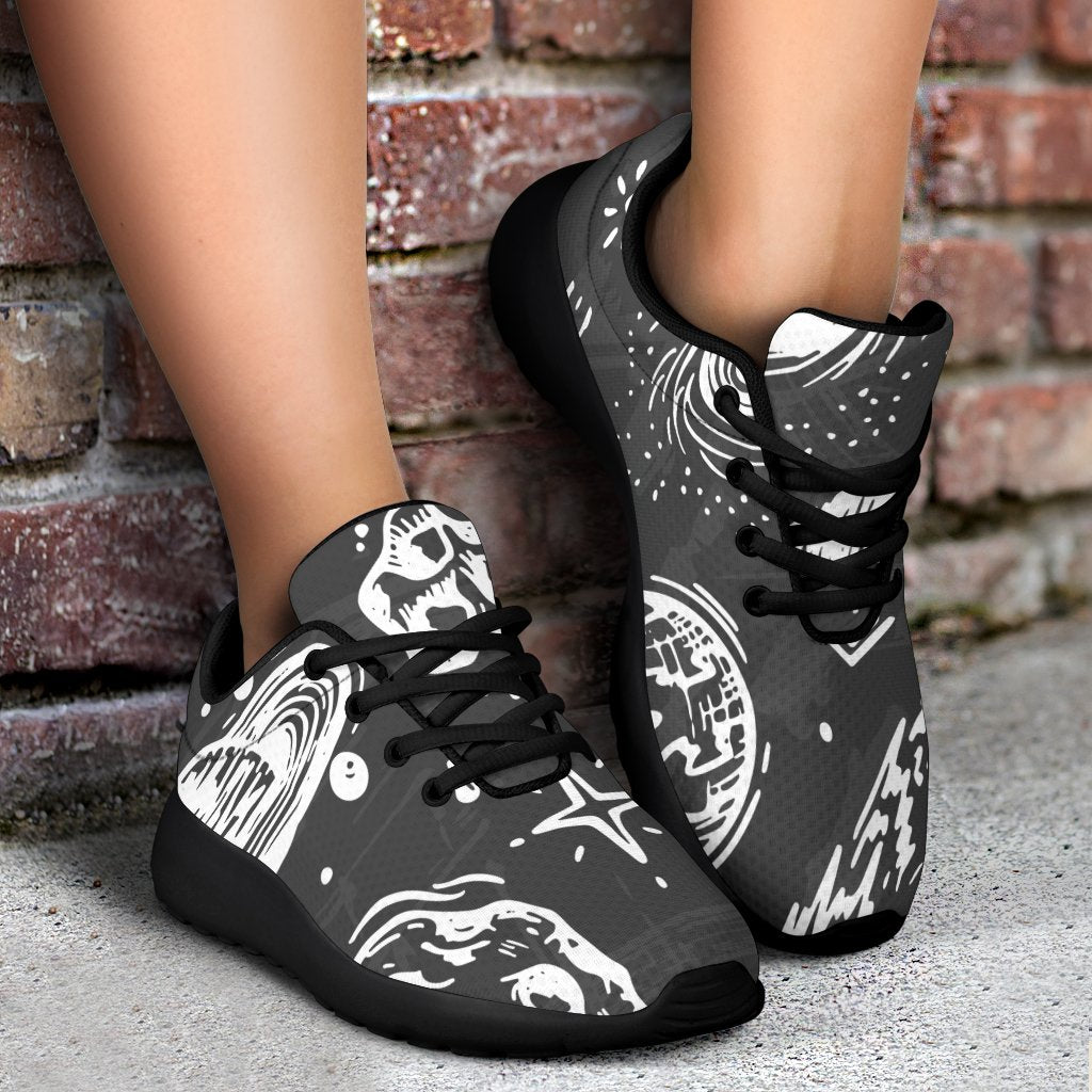 Black White Galaxy Outer Space Print Sport Shoes GearFrost