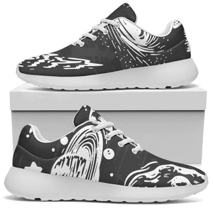 Black White Galaxy Outer Space Print Sport Shoes GearFrost