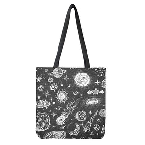 Black White Galaxy Outer Space Print Tote Bag