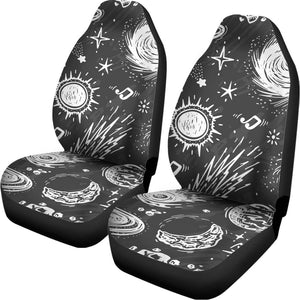 Black White Galaxy Outer Space Print Universal Fit Car Seat Covers