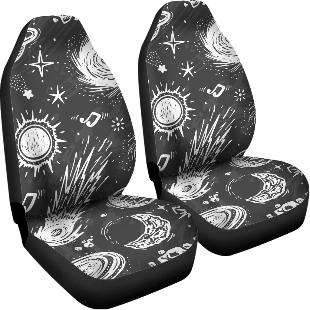 Black White Galaxy Outer Space Print Universal Fit Car Seat Covers