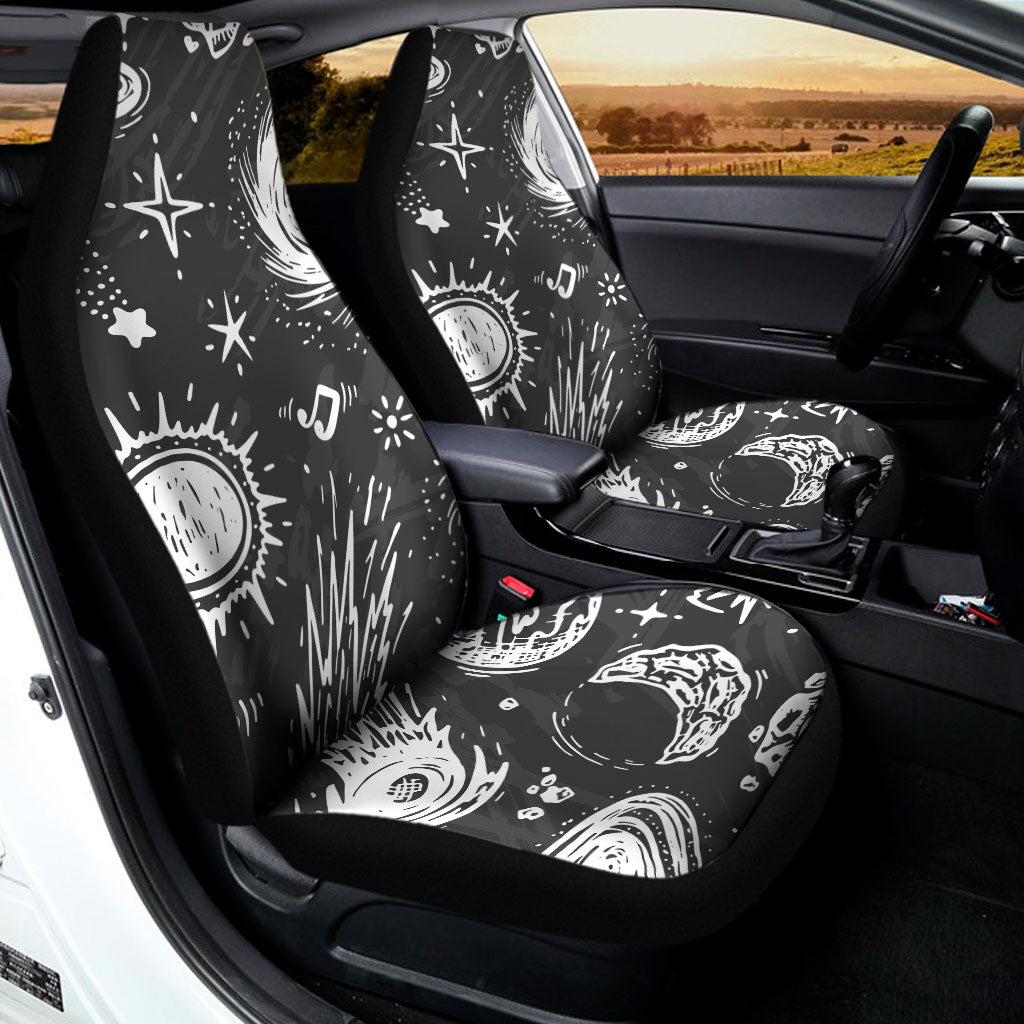 Black White Galaxy Outer Space Print Universal Fit Car Seat Covers