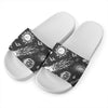 Black White Galaxy Outer Space Print White Slide Sandals