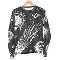 Black White Galaxy Outer Space Print Women's Crewneck Sweatshirt