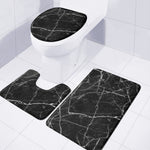 Black White Grunge Marble Print 3 Piece Bath Mat Set