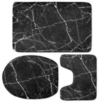 Black White Grunge Marble Print 3 Piece Bath Mat Set