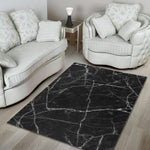 Black White Grunge Marble Print Area Rug GearFrost