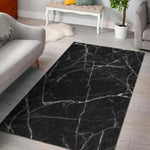 Black White Grunge Marble Print Area Rug GearFrost