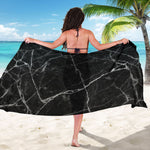 Black White Grunge Marble Print Beach Sarong Wrap