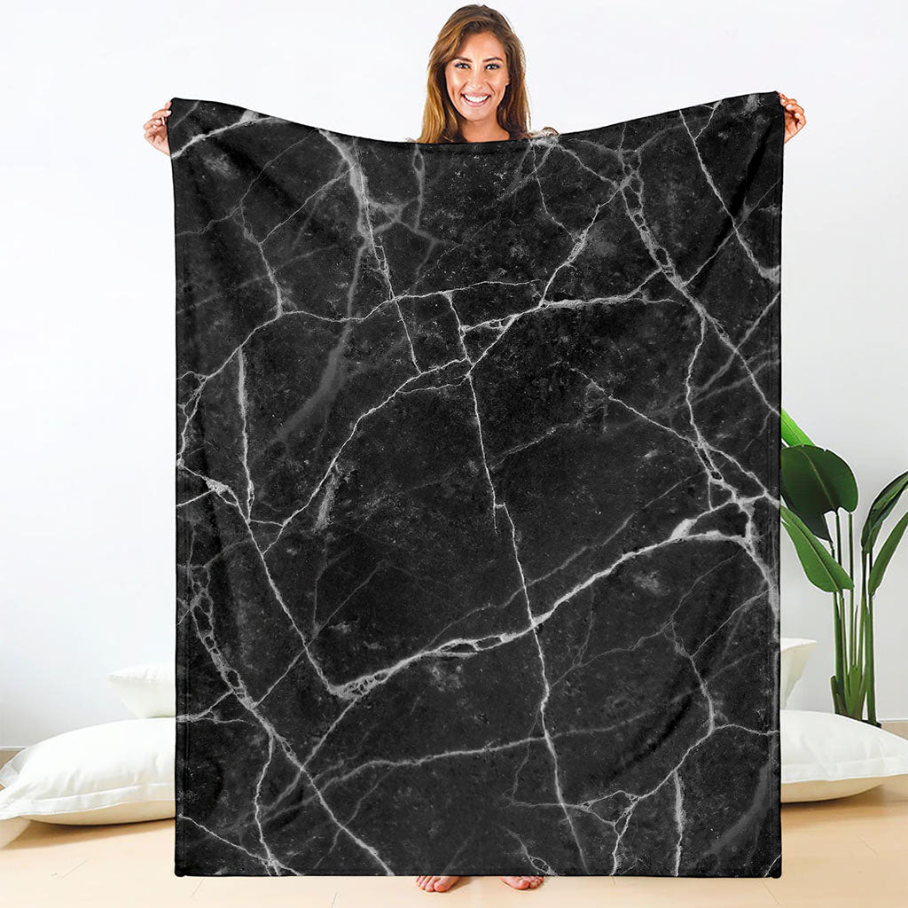 Black White Grunge Marble Print Blanket