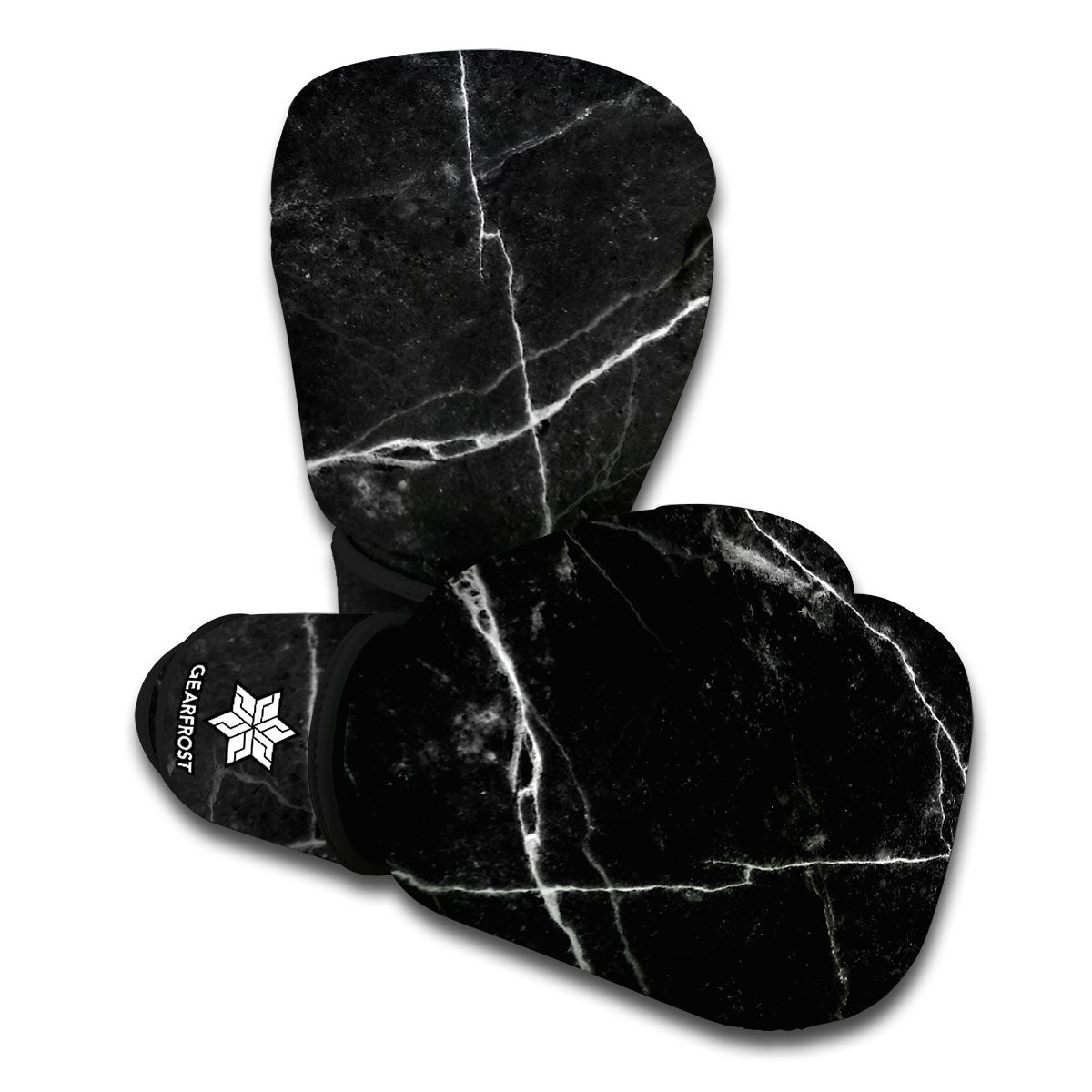 Black White Grunge Marble Print Boxing Gloves