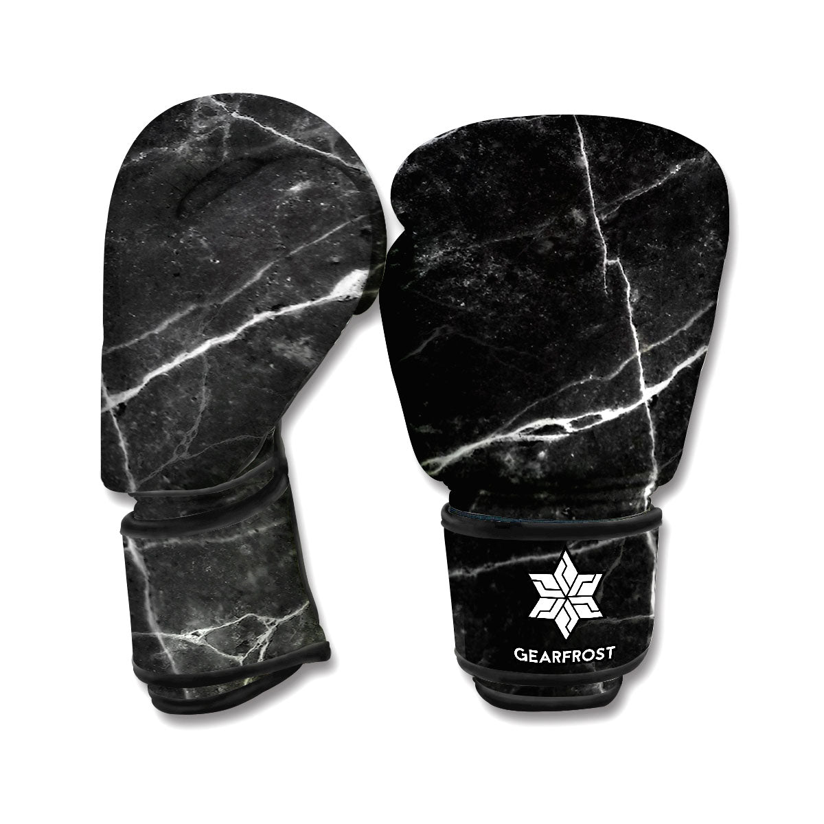 Black White Grunge Marble Print Boxing Gloves