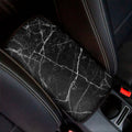 Black White Grunge Marble Print Car Center Console Cover