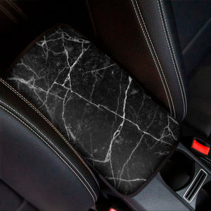 Black White Grunge Marble Print Car Center Console Cover