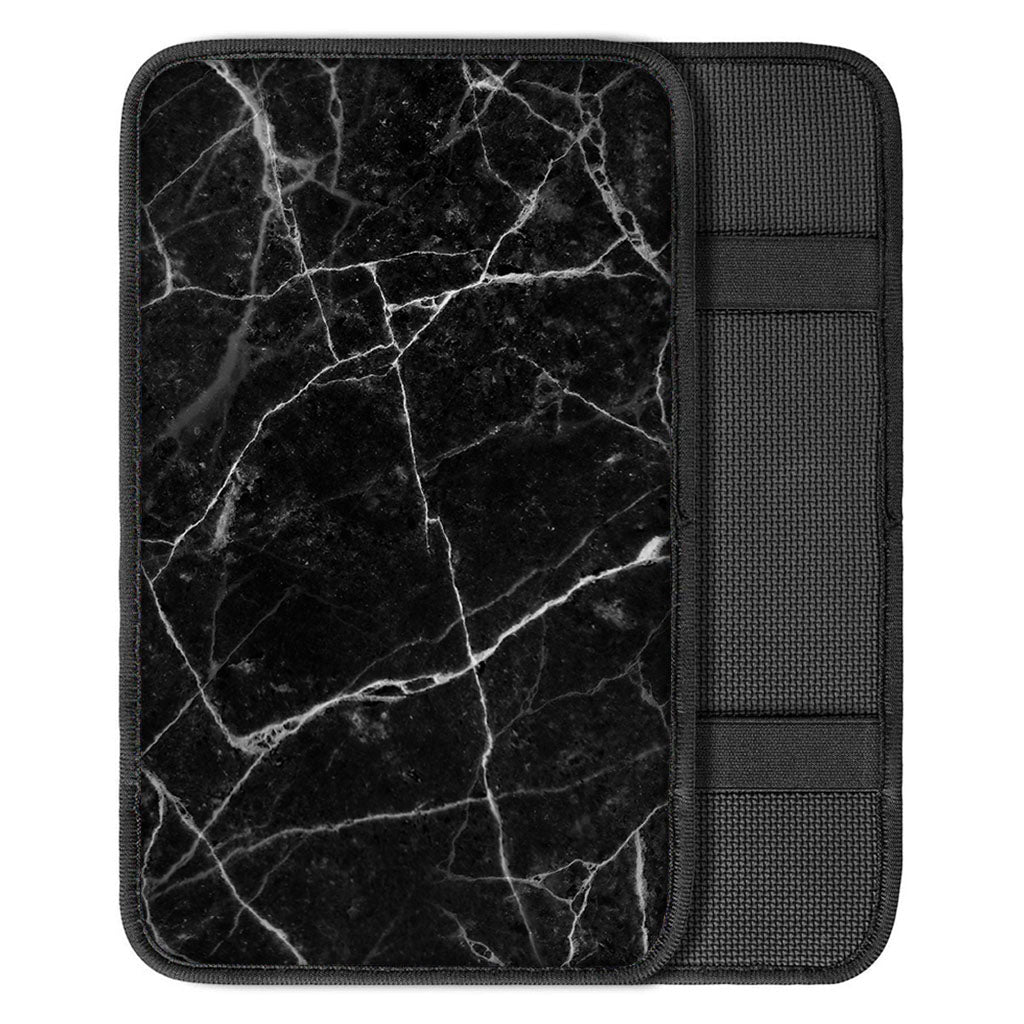 Black White Grunge Marble Print Car Center Console Cover