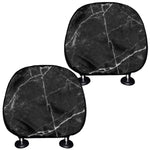 Black White Grunge Marble Print Car Headrest Covers