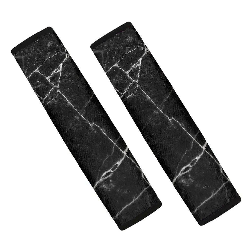 Black White Grunge Marble Print Car Seat Belt Covers