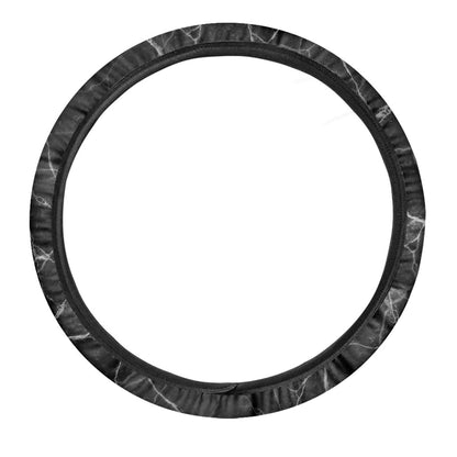 Black White Grunge Marble Print Car Steering Wheel Cover