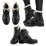 Black White Grunge Marble Print Comfy Boots GearFrost