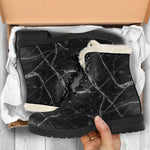 Black White Grunge Marble Print Comfy Boots GearFrost
