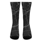 Black White Grunge Marble Print Crew Socks