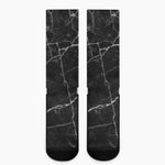 Black White Grunge Marble Print Crew Socks