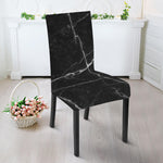 Black White Grunge Marble Print Dining Chair Slipcover
