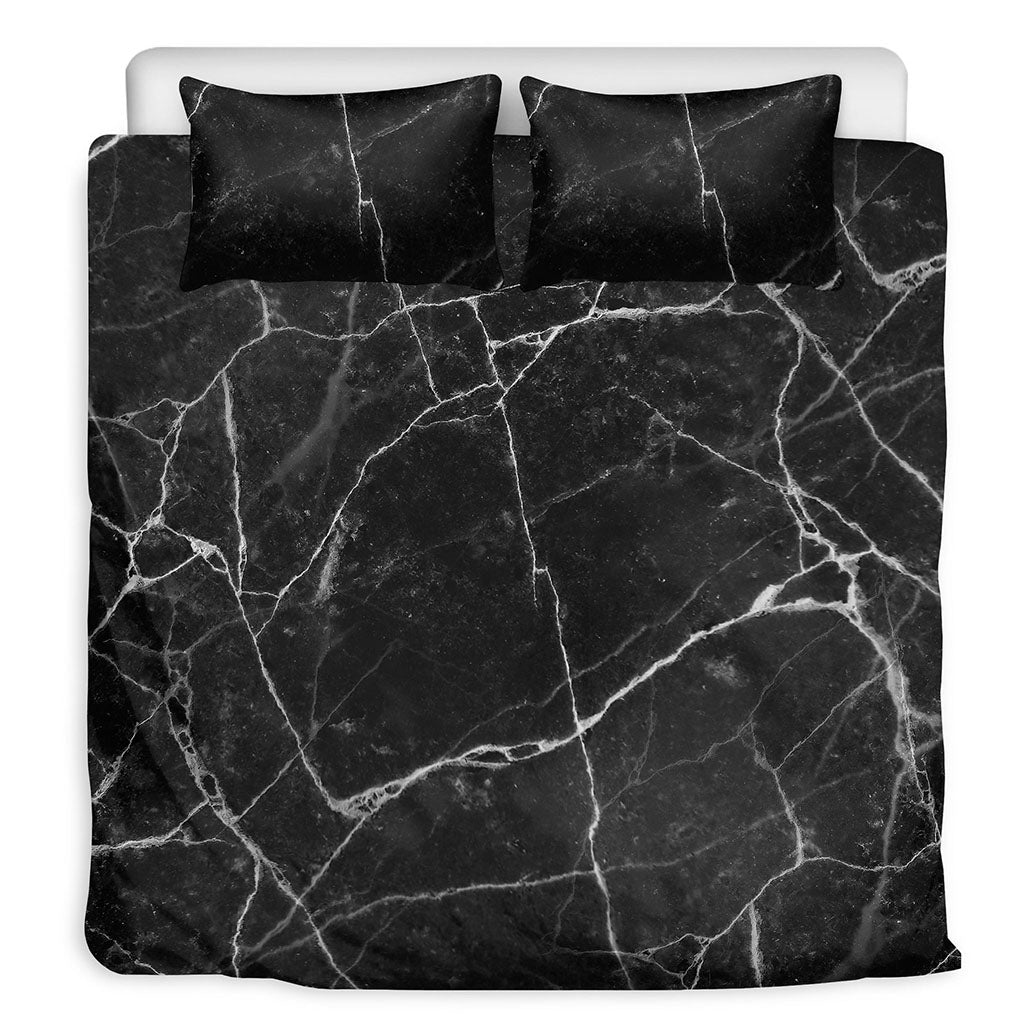Black White Grunge Marble Print Duvet Cover Bedding Set