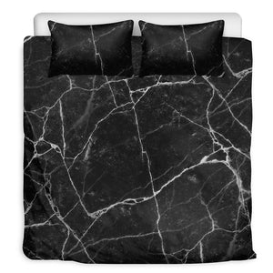 Black White Grunge Marble Print Duvet Cover Bedding Set